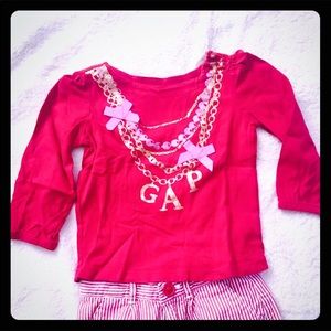 Baby Gap Girls Red Necklace Tee, sz 12-18 months.